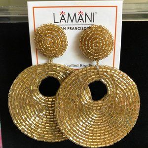 LAMANI SF Hand-beaded Circle Statement Earrings